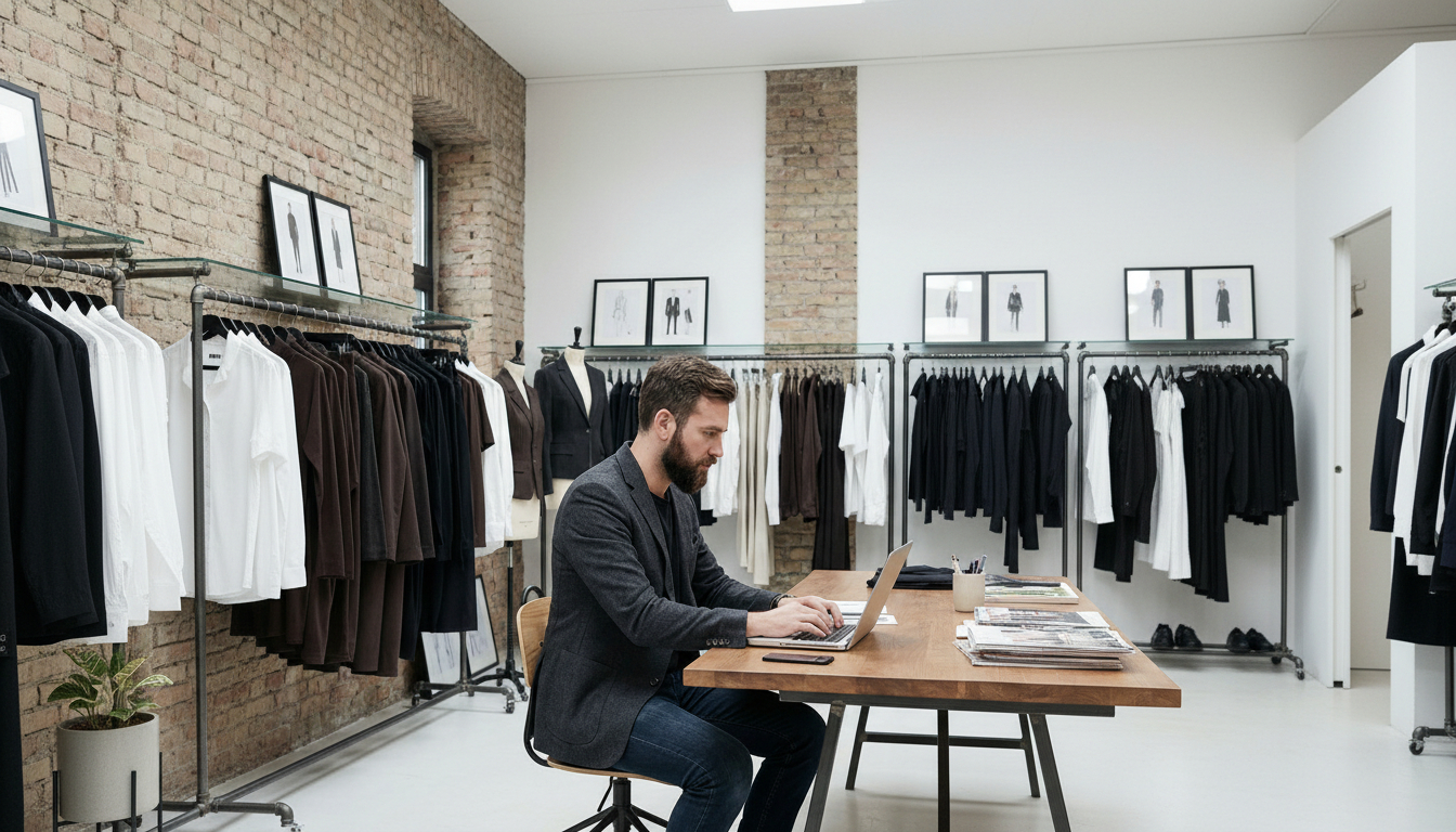 A fashion designer cheking the fit on modle