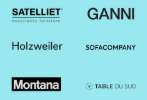 different company logos displayed on a blue background